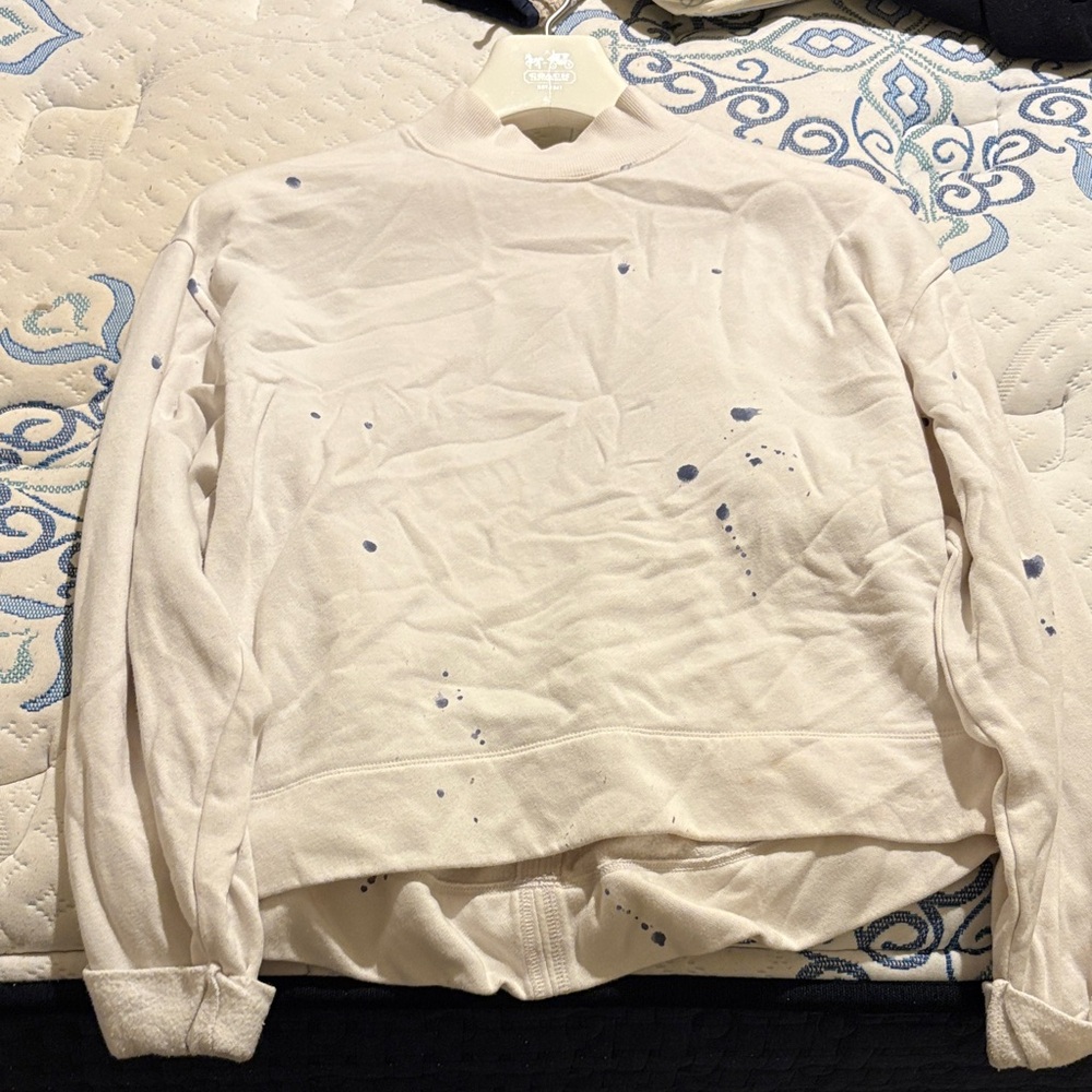 Men's Cream Sweater with Blue Accents